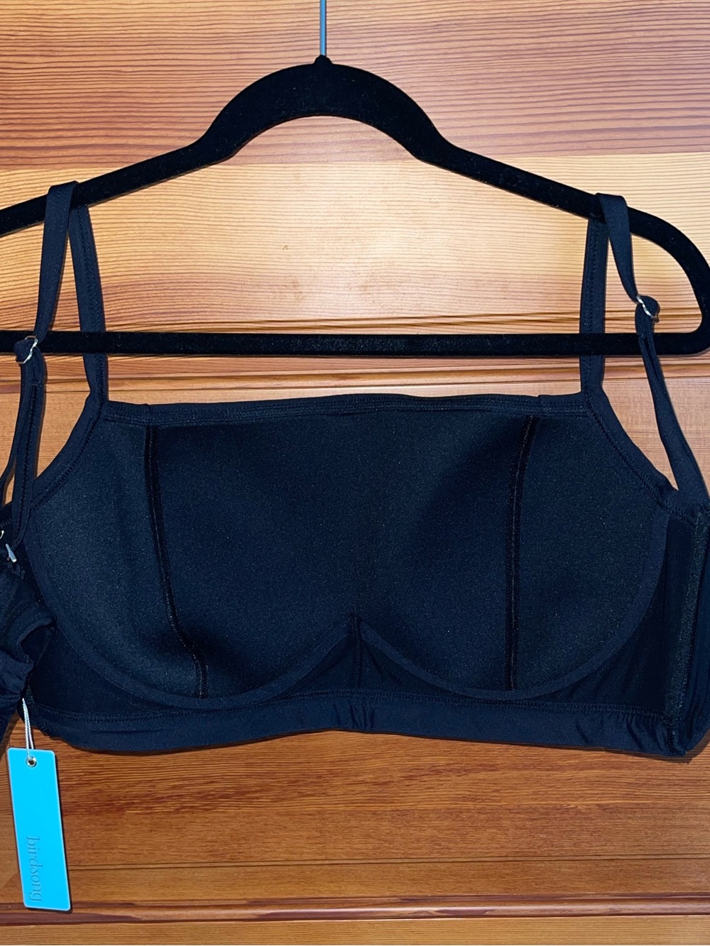 Birdsong EcoOnyx Black Bikini Bralette w/ Adjustable Straps - NWT - 36H - Picture 2 of 9